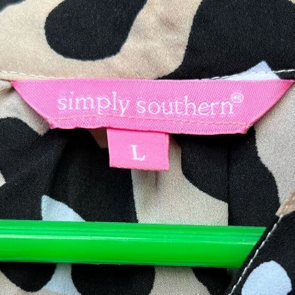 NWT Simply Southern Women's Peasant Blouse‎ Leopard Print Tan/Black Size Large - Picture 4 of 5